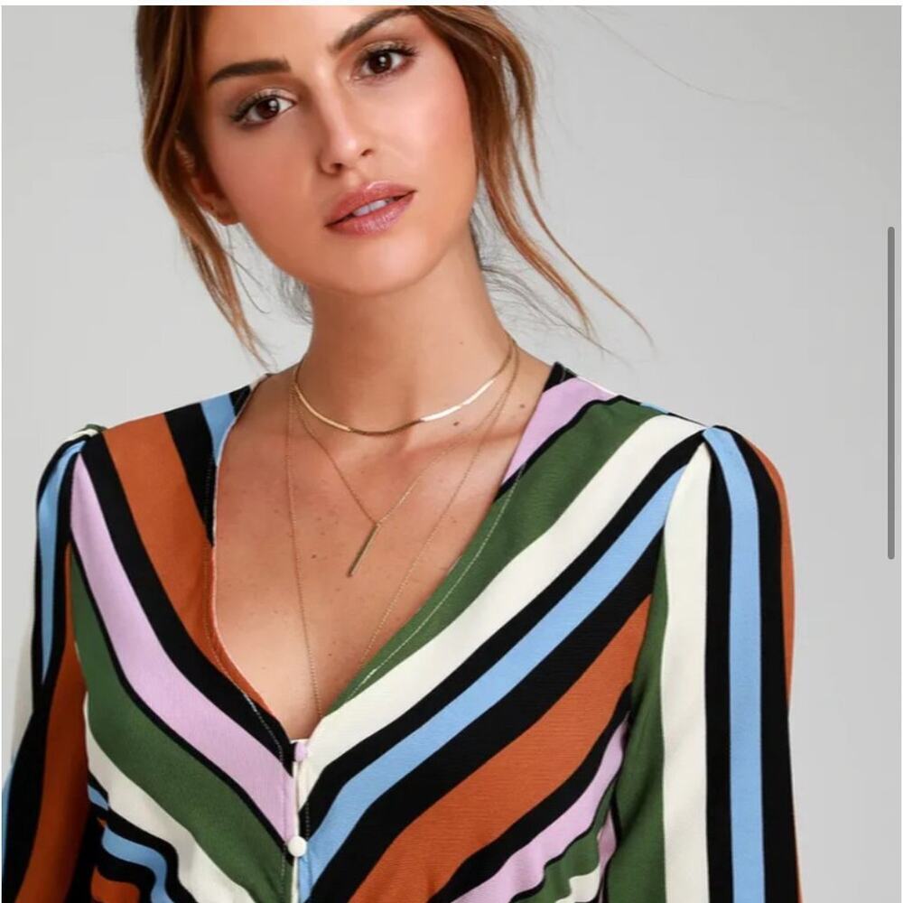 Lulus Multi Striped Button-Up Midi Dress - Picture 5 of 6